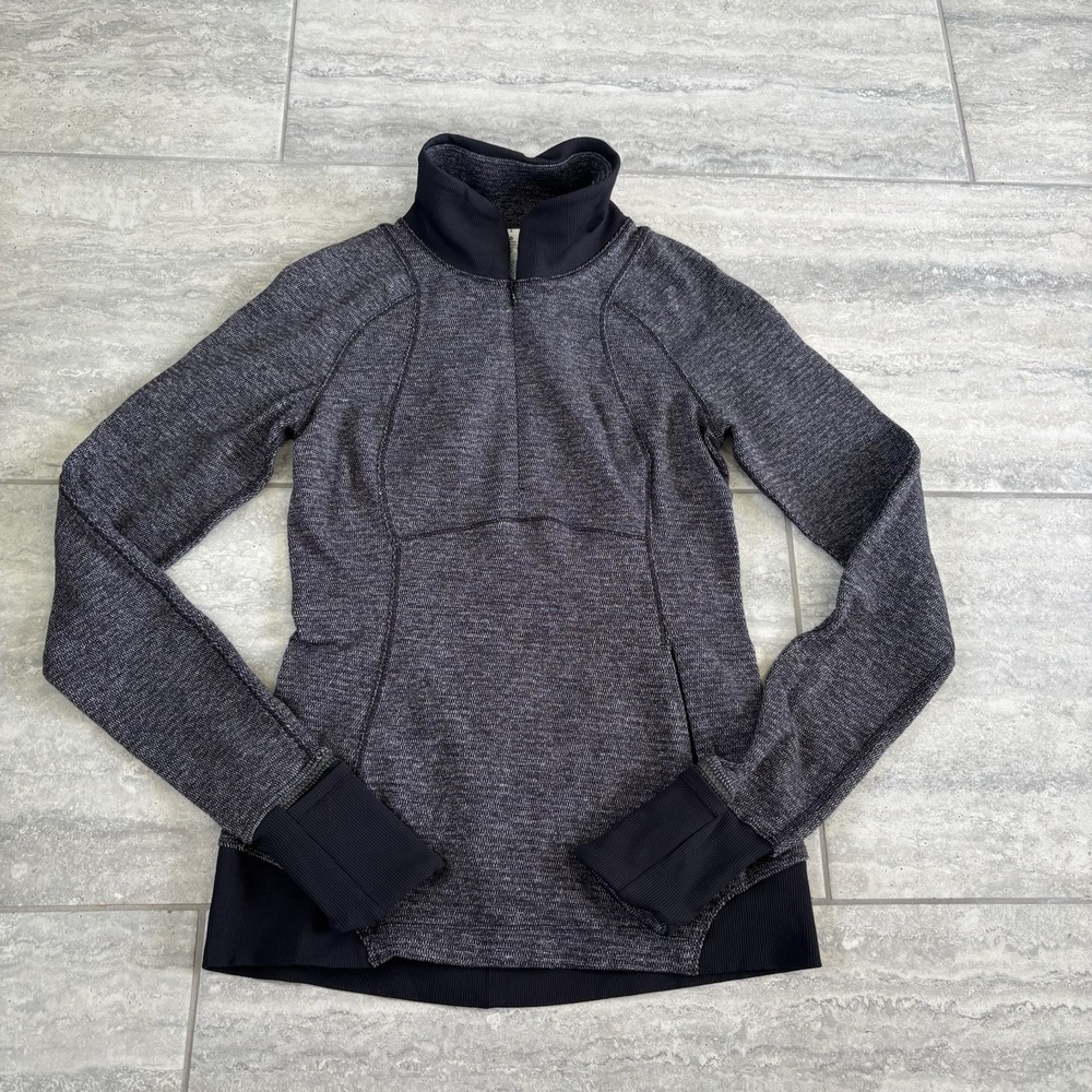 Lululemon Athletica DEFINE Half Zip Athletic Pullover Women's Size 4 Black Gray